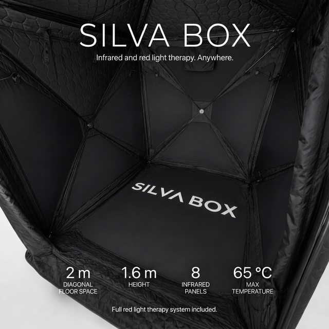 Silva Box interior showing dimensions and infrared heating panels