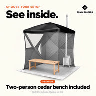 Illustrative Premium sauna cutaway showing the included single cedar bench